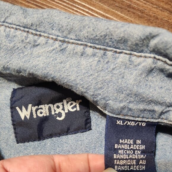 Wrangler Denim Chambray Pearl Snap mens  Button Up Shirt Size XL - Picture 5 of 8
